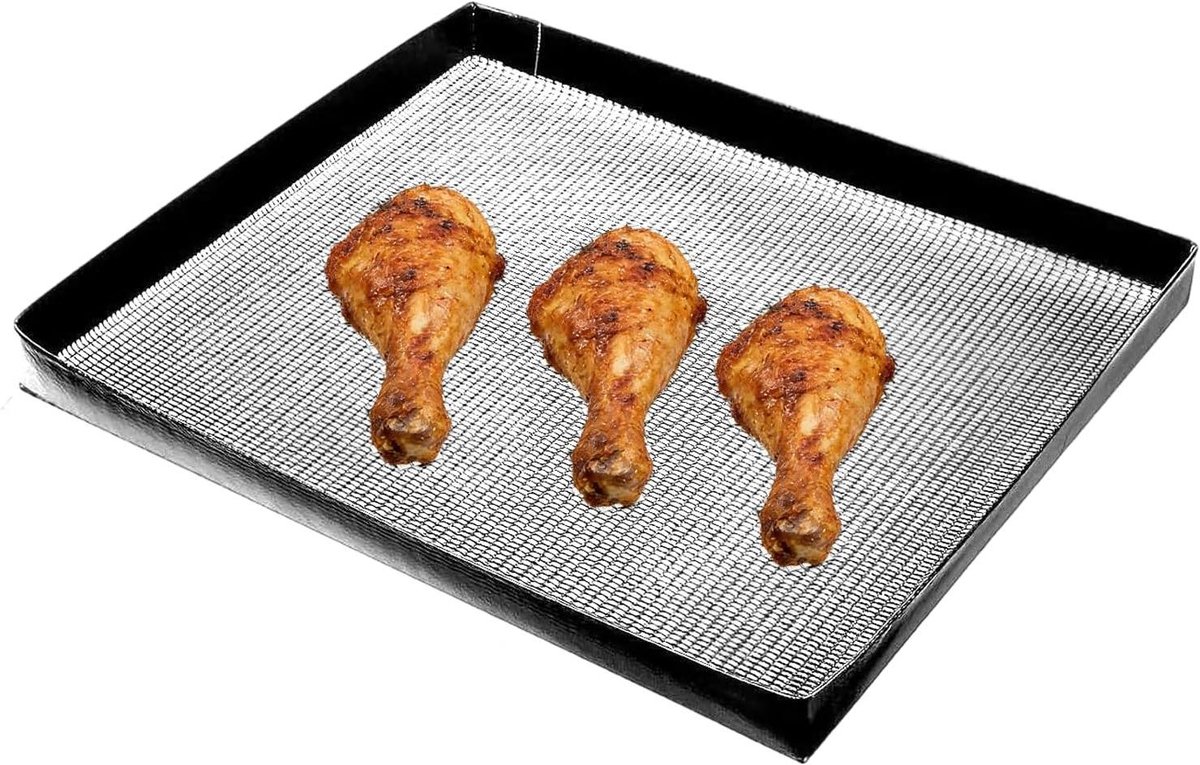 Heteluchtfriteuse Mand - Ovenmand Grillrooster - Gelijkmatig Koken - Antiaanbaklaag - 33 x 33 x 3 cm - Niet gespecificeerd