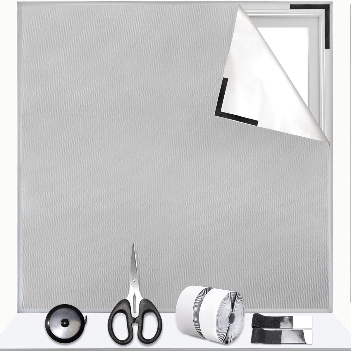 zonder boren, 100% lichtdicht & zonwering 420D Oxford verduisteringsstof met zuignappen | 1 m x 1,45 m lichtgrijs | Dakraamverduistering Zonweringsfolie