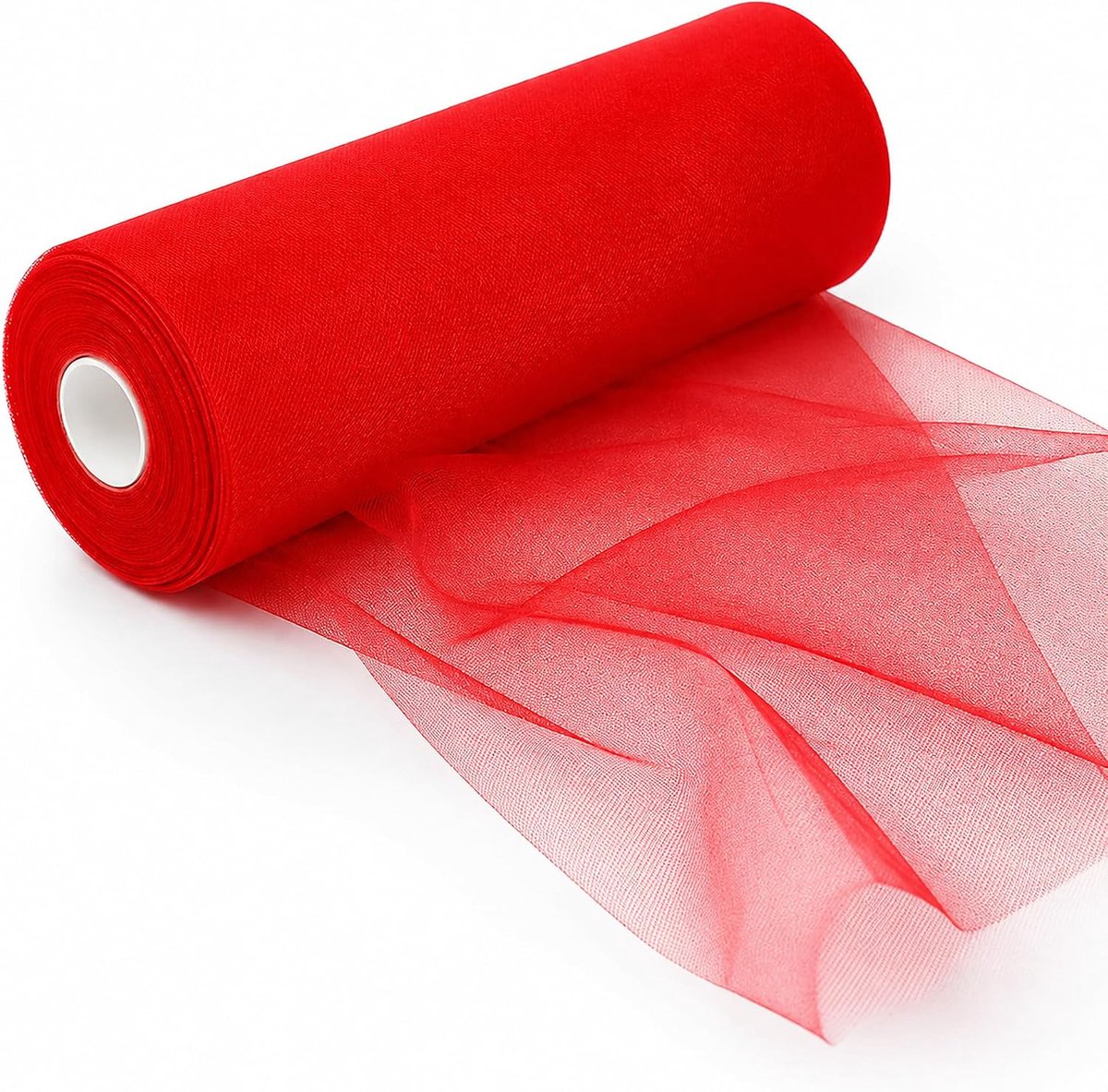 rol Orangza tule 30 cm x 92 m, tule lint, bruiloftsdecoratie, textiel, stof, tule per meter, organzastoffen voor doe-het-zelf ambachten, pompons, handwerk, bogen en feestdecoratie (rood)