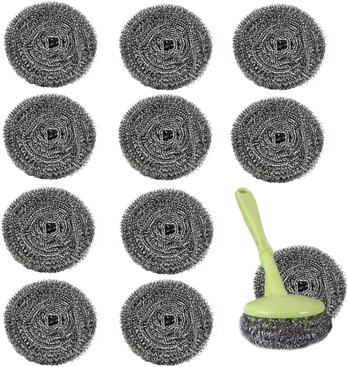 Sponzen met 1 handgrepen, draadwas, stalen spons, pannenspons, staalwol, spoel, reinigingsspons, topreiniger, poetsspons (handvat in een willekeurige kleur)