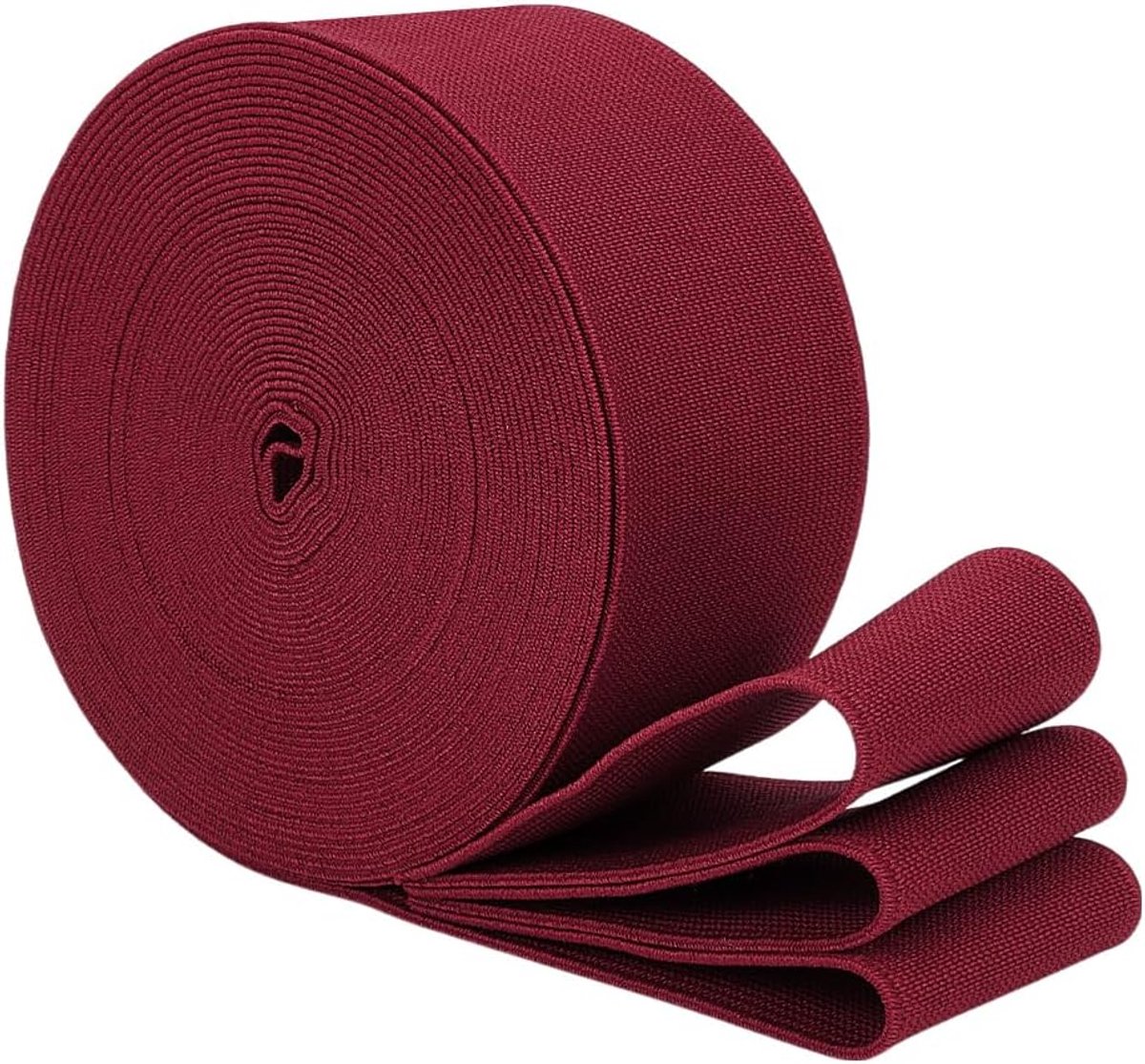 Elastische band om te naaien, 5 cm breed plat elastisch koord, gevlochten stretchbanden voor taillebanden, broeken, kleding, doe-het-zelf ambachten (donkerrood)