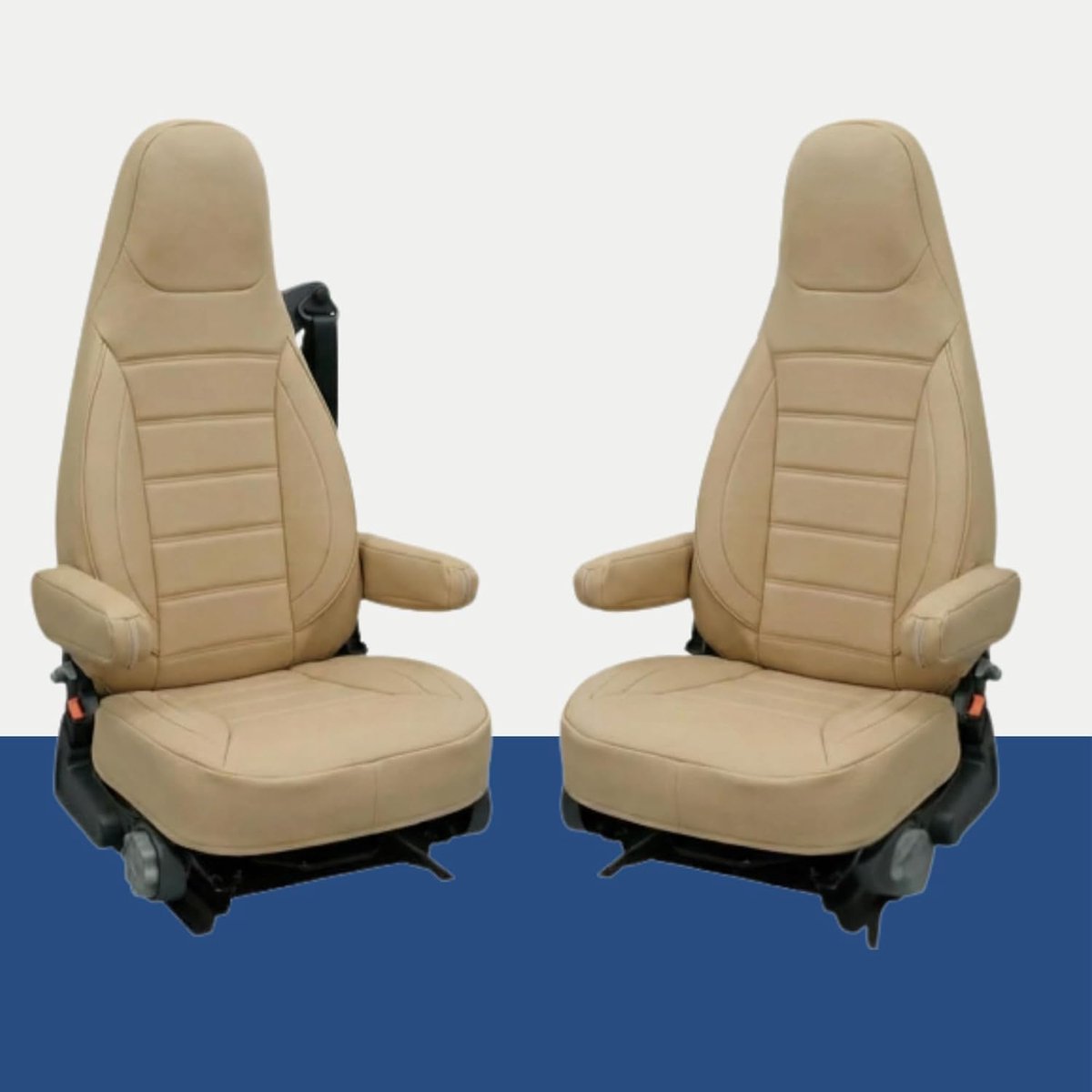 Stoelhoezen, geschikt voor Aguti GIS Liner & Milan camperstoelen, 2-delig met armleuninghoezen, compatibel met Pössl, Knaus, Adria, Carthago e.a, beige