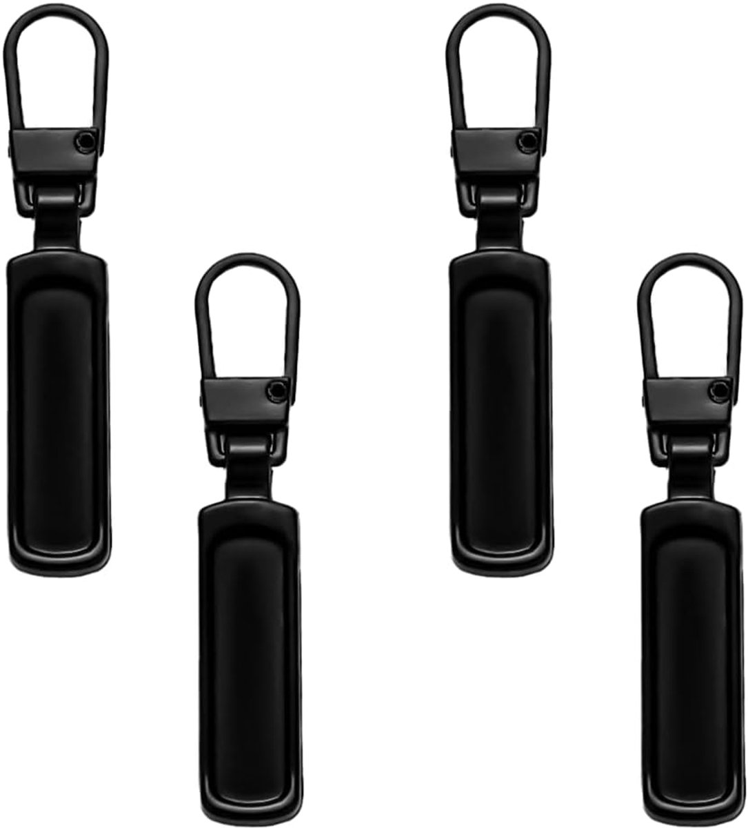 4 Stuks Reserve Ritssluiting, Metalen Ritstrekker, Verwijderbare Metalen Ritstrekker, Ritssluitingvervanging, Voor Tas, Kleding, Spijkerbroek, Koffer, Bagage (Zwart)