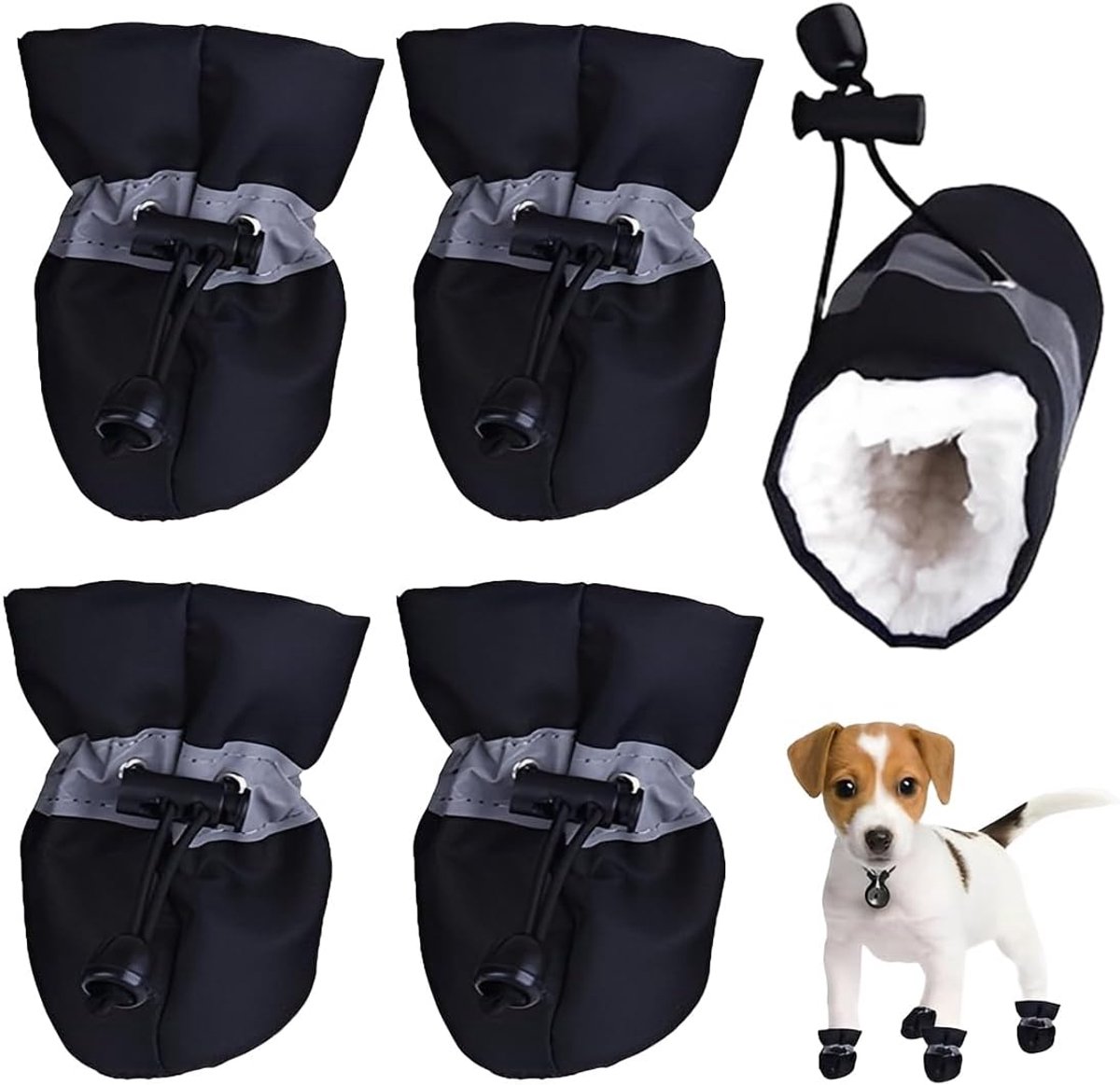Schoenen L, waterdichte pootbescherming outdoor voor middelgrote en grote honden (4 - 25 lbs), antislip, verwarmd, verstelbaar en wasbaar, winterhondenlaarzen