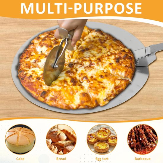 10-inch pizzaschep, inklapbare pizzaschep, roestvrijstalen pizzaspatel met PP-greep, broodschep voor de oven, pizza spatel voor pizza, cake, brood, taarten (25,4*25,4 cm) — afbeelding 4