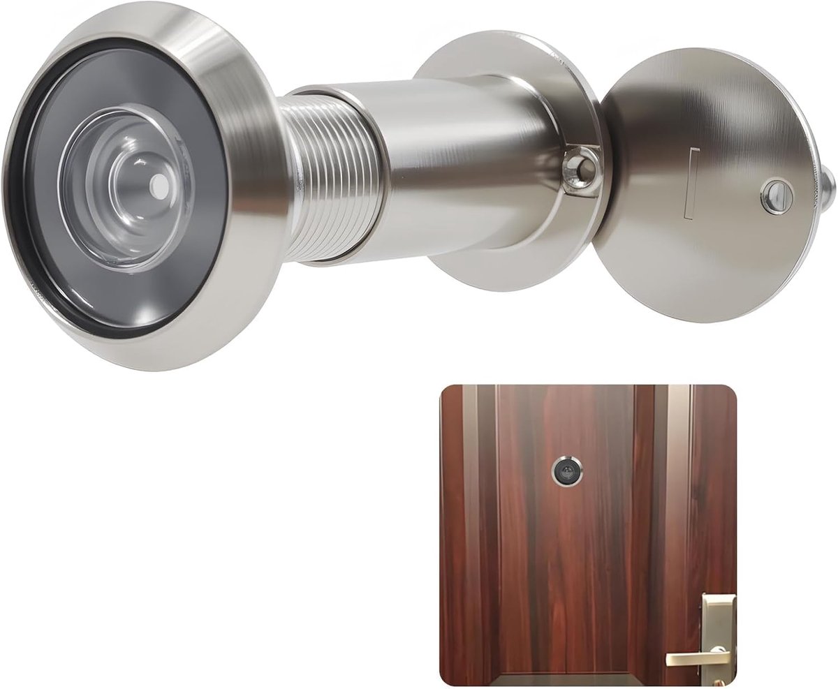 Deurspion 200° groothoek met privacydeksel, optische glazen lens voor deuren van 35-60 mm, boorgat Ø 16 mm, instelbare lengte, hoge resolutie spion van zinklegering, deurbeveiliging voor woning en
