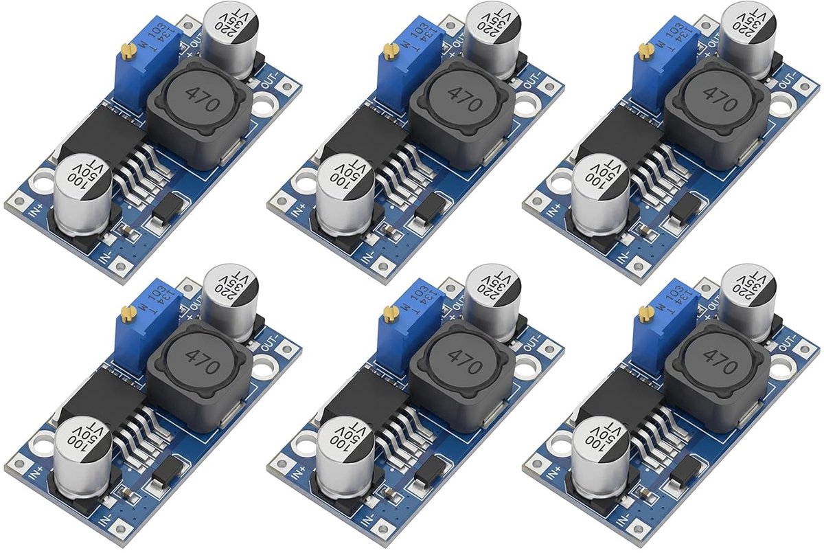 DC-converter 6 stuks, instelbare buck converter step down module, 4 V ~ 38 V tot 1,25 V ~ 36 V, efficiënte spanningsregelaar step down converter voor doe-het-zelf voedingsprojecten