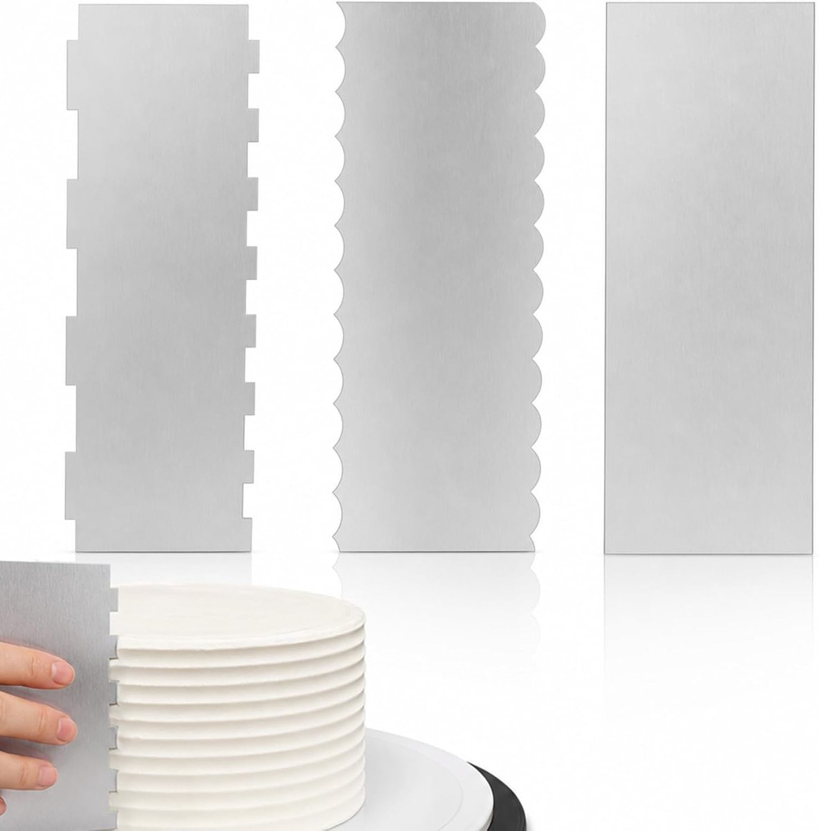 Taartspatel set 3 stuks - roestvrijstaal - 22 x 8 cm - voor het gladstrijken van botercrème - ShopVlot
