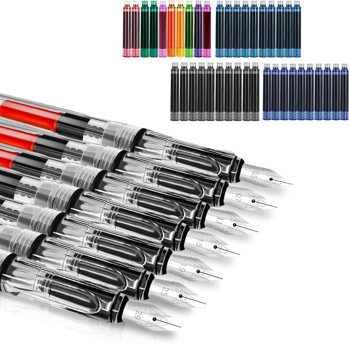 SnelShoppen - Kalligrafieset met 7 Kalligrafiepennen en 40 Inktpatronen in 11 Kleuren - Perfect voor Beginners, Wenskaarten en Handtekeningen - Doorzi