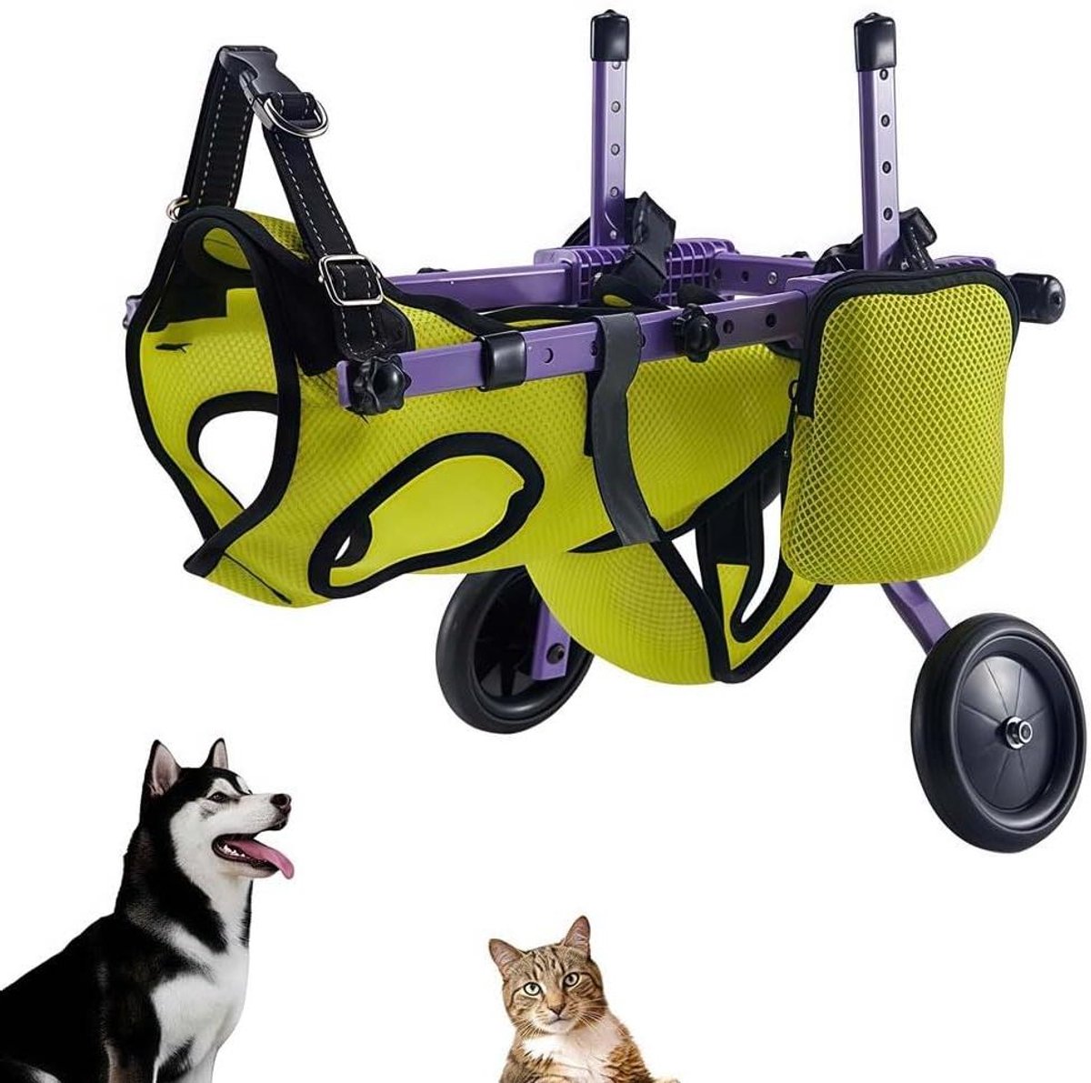Hondenrolstoel achterpoten - Hondenkar mobiliteit - Ondersteuning mobiliteit - Verstelbaar aluminium frame - Voor kleine honden - Zilver