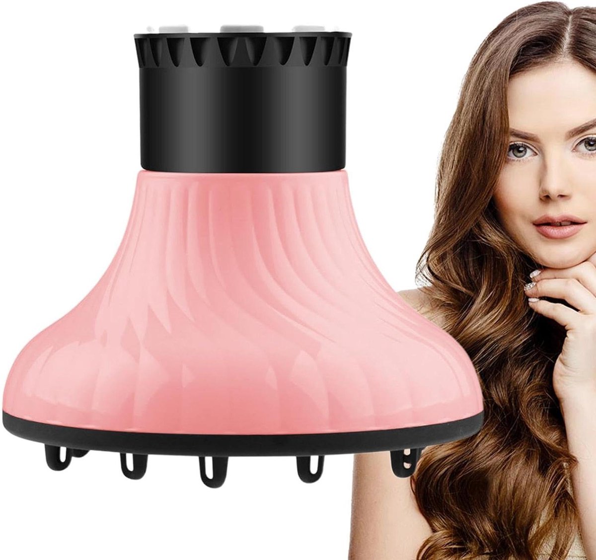 Haardiffuser - Föhn opzetstuk - Krullen Stylen - Veelzijdige Pasvorm - 3.8-6cm Diameter - Zwart