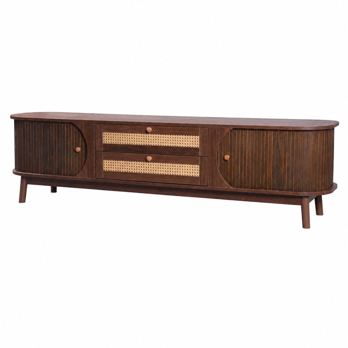 CORE TV-Meubel - TV-Kast in Landelijke Stijl - TV-Console met Deuren en Laden - Ruime Opbergkast voor Multimedia en Woonkameraccessoires - Entertainmentmeubel met Natuurlijke Houtlook - 170x39.5x46cm - Houtkleurig Bruin