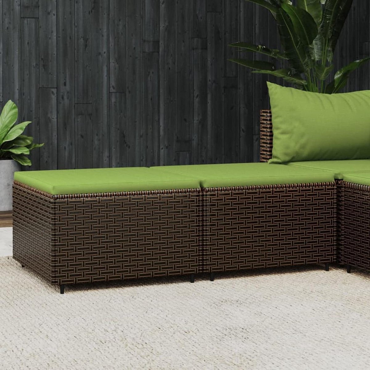 Tuin Voetensteunen - Voetenbankje Kruk - Ontspannen Buiten - Weerbestendig Rotan - 61 x 575 x 175 cm - Bruin