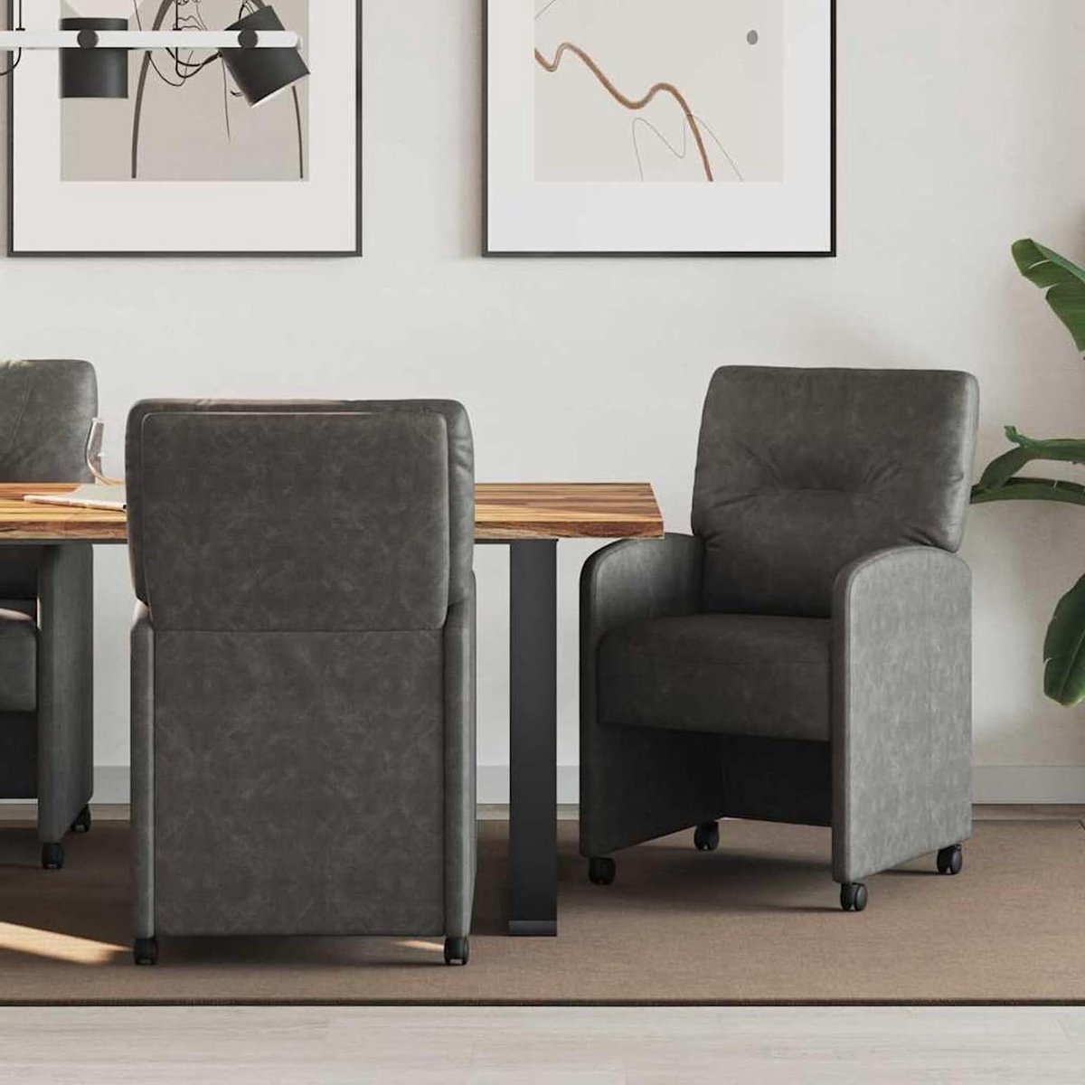 Eetkamerstoelen op wieltjes - Stoelen met wielen - Comfortabel tafelen - Ergonomisch design - 57 x 67 x 95 cm
