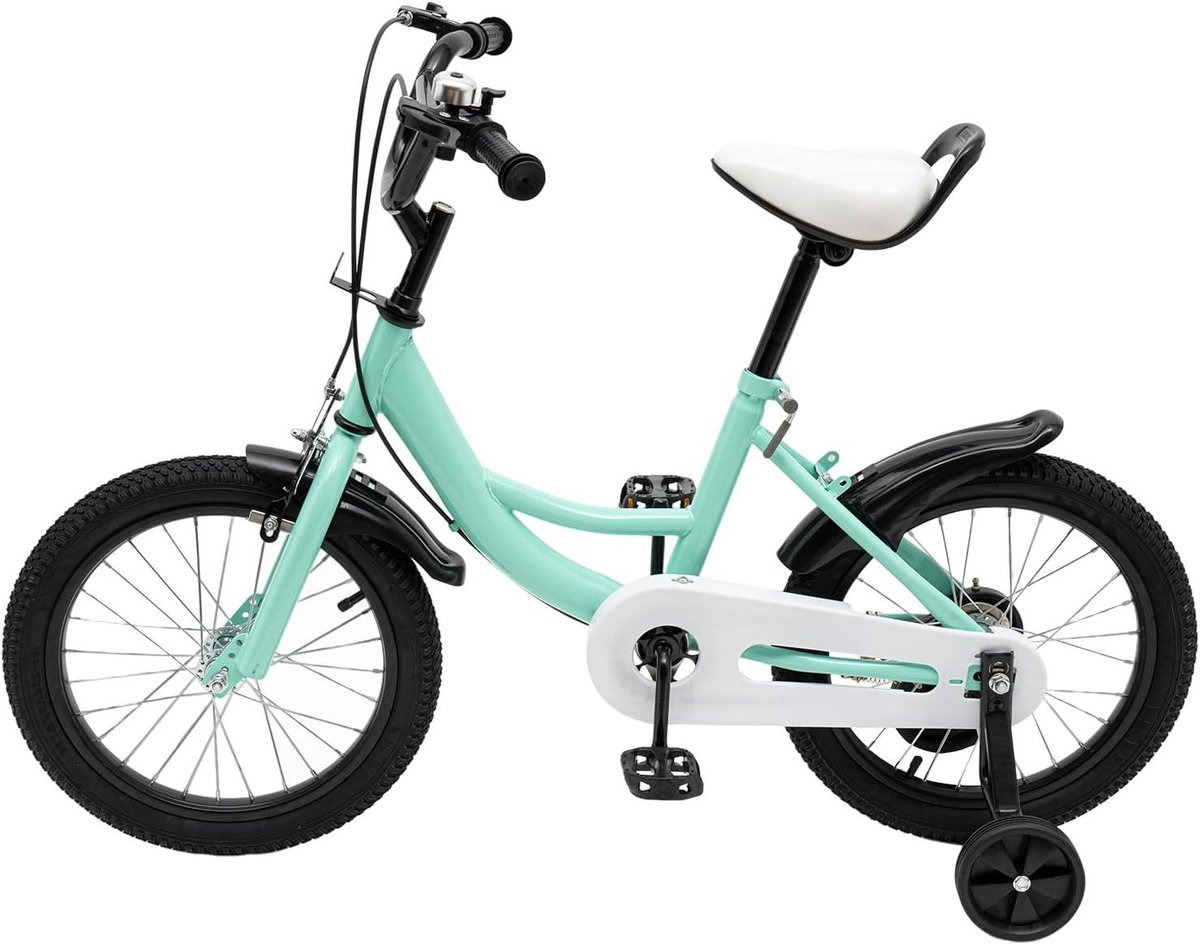 Kinderfiets Loopfiets Leren Fietsen Stevig Koolstofstaal 16 Inch Groen