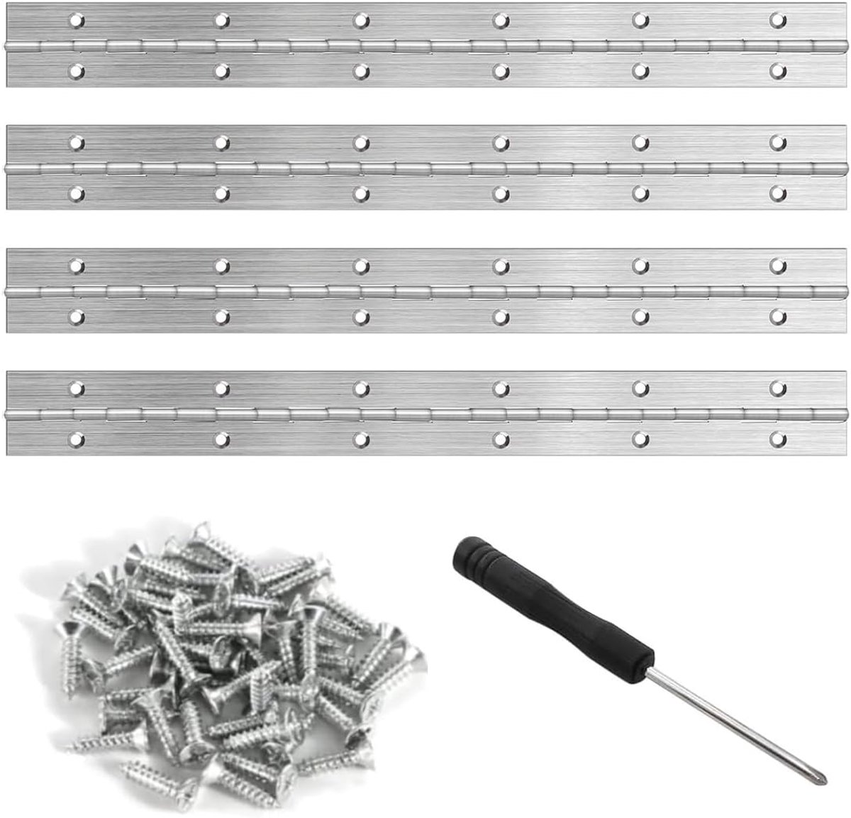 pianoscharnier roestvrijstalen scharnierset - 30cm scharnier voor piano's, kastdeuren en meubelreparatie, incl. schroevendraaier en schroeven