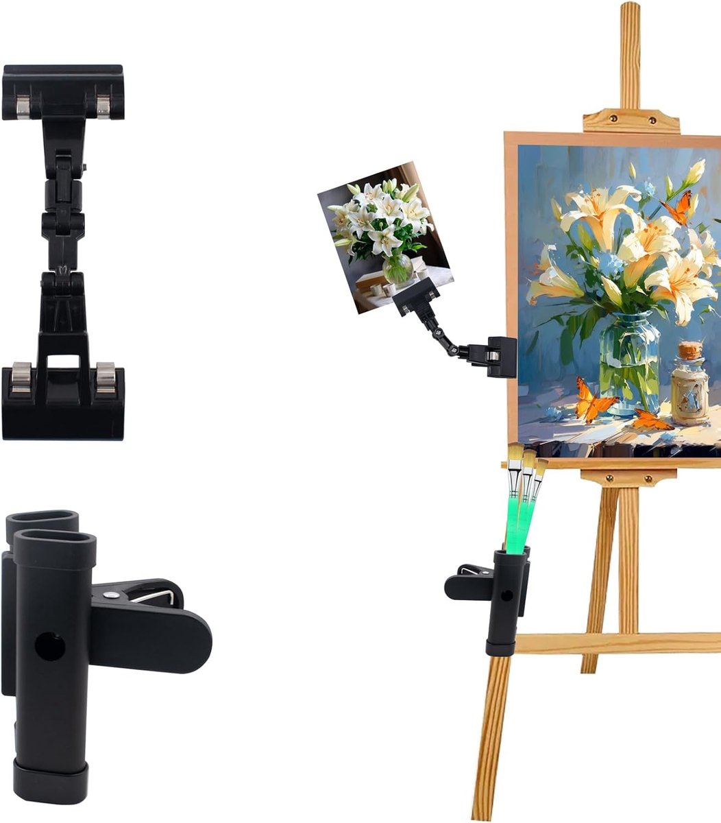 2 stuks multifunctionele verstelbare penseelhouder ezel penseelclip en rotatie kunststof dubbele uiteinde klem voor kunstkwasten drumsticks aquarelpotloden