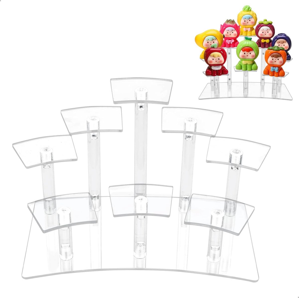 display rek standaard, parfumorganizer, ruimte acryl standaard voor verzamelfiguren, donut parfum cupcake dessert cosmetica sieraden display standaard (1 stuk, 8 lagen, doorzichtig)