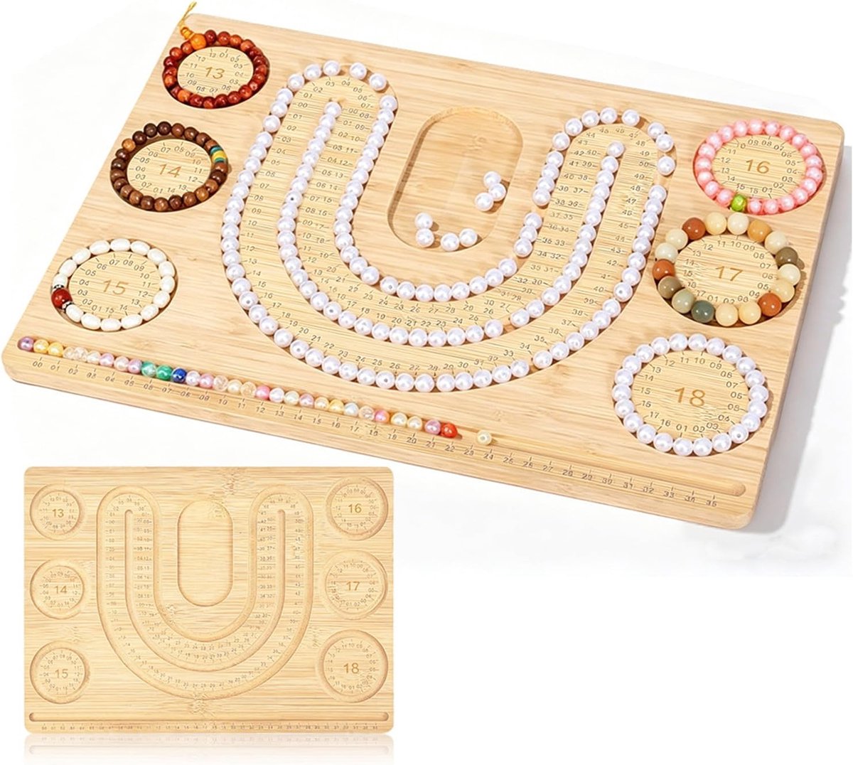 kralenplank 40 x 28 cm, stabiel en splintervrij kralendesignbord voor het maken van sieraden, kralenplanken voor het maken van sieraden voor armbanden, halskettingen en knutselwerk