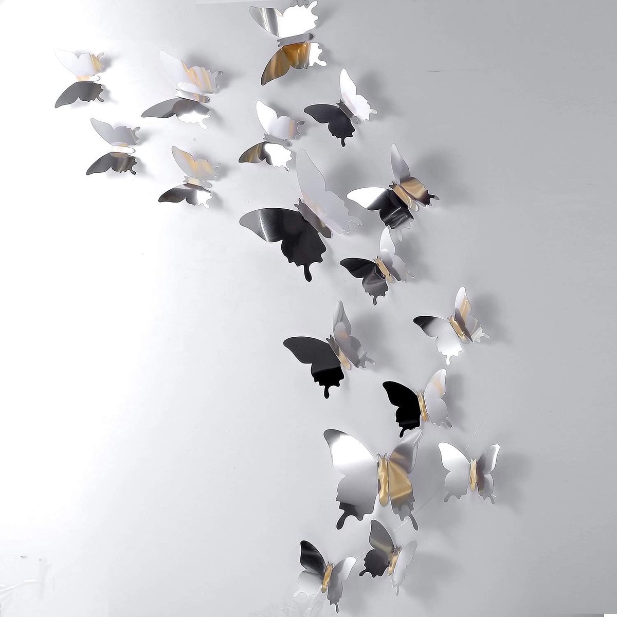 48 Stuks DIY Spiegel Vlinder Combinatie 3D Vlinder Muurstickers Decals Home Decoratie
