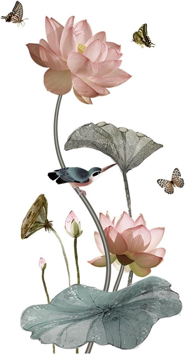 1 Set Lotus Wandsticker, Muursticker Voor Decoratie, Woonkamer En Slaapkamerwandstickers, Wandpatronen Aan De Muur, Lotuspatroonwandsticker, Gangsticker.