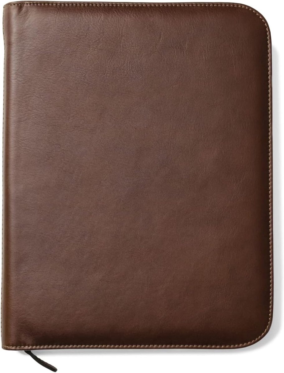 lederen padfolio A4, luxe lederen notitiemap, documentenmap, portefeuille - geproduceerd in Italië
