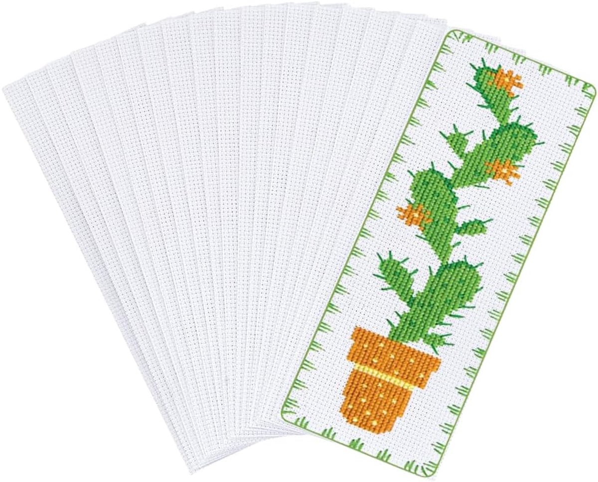 arricraft 30 stuks blanco kruissteek bladwijzer, rechthoek katoenen stof boek marker kruissteek kruissteek project 2,7 x 7,5 inch (7 x 19 cm)