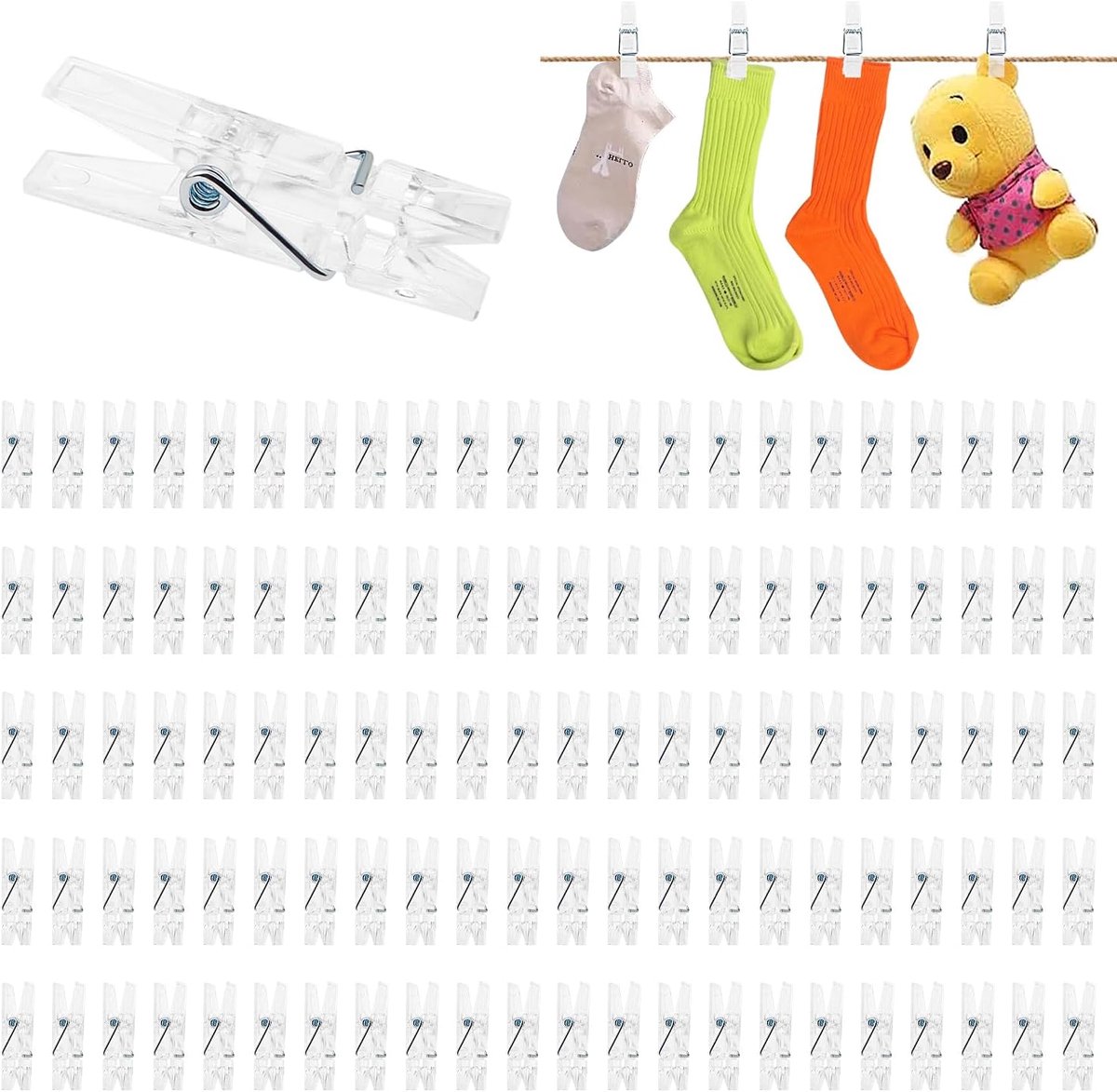 110 Stuks Mini Transparante Clips, Mini Plastic Hangende Veer Clips, Plastic Foto Clips, voor het Hangen van Foto's DIY Craft Decoratie