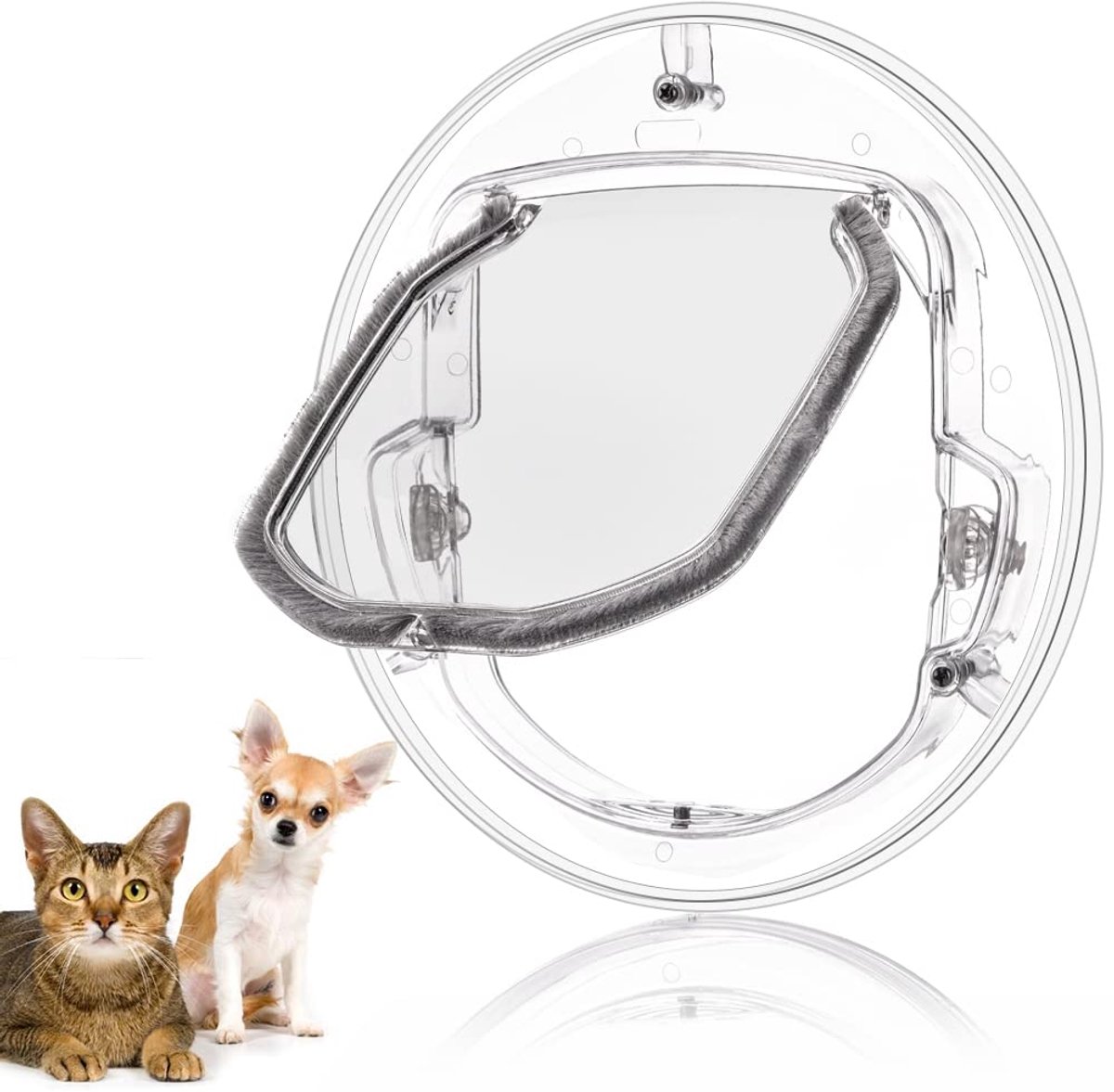 Kattenluik binnendeur, ronde huisdierluik hondenluik voor katten en kleine honden deur kattendeur voor glazen deur schuifdeuren 4-weg vergrendelingsopties huisdieren tot 6 kg