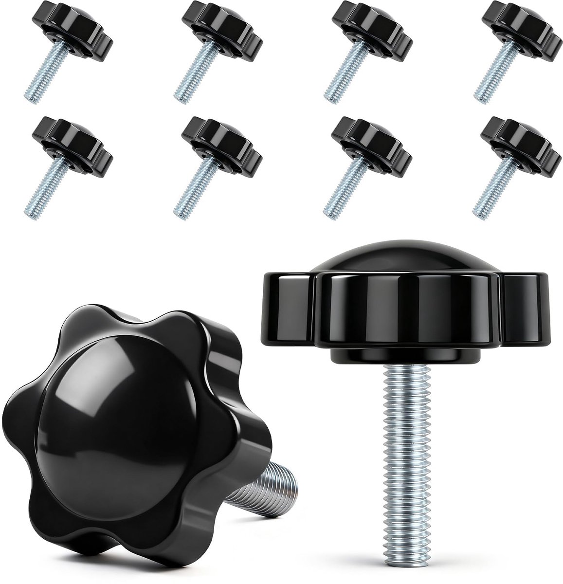 10 stuks stervormige schroefknop, ratelsleutelschroef M6x25mm, schroeven met handvat, sterschroef, sterkopschroef, stervormige schroefmutter voor werktuigmachine, machine aandraaiapparatuur