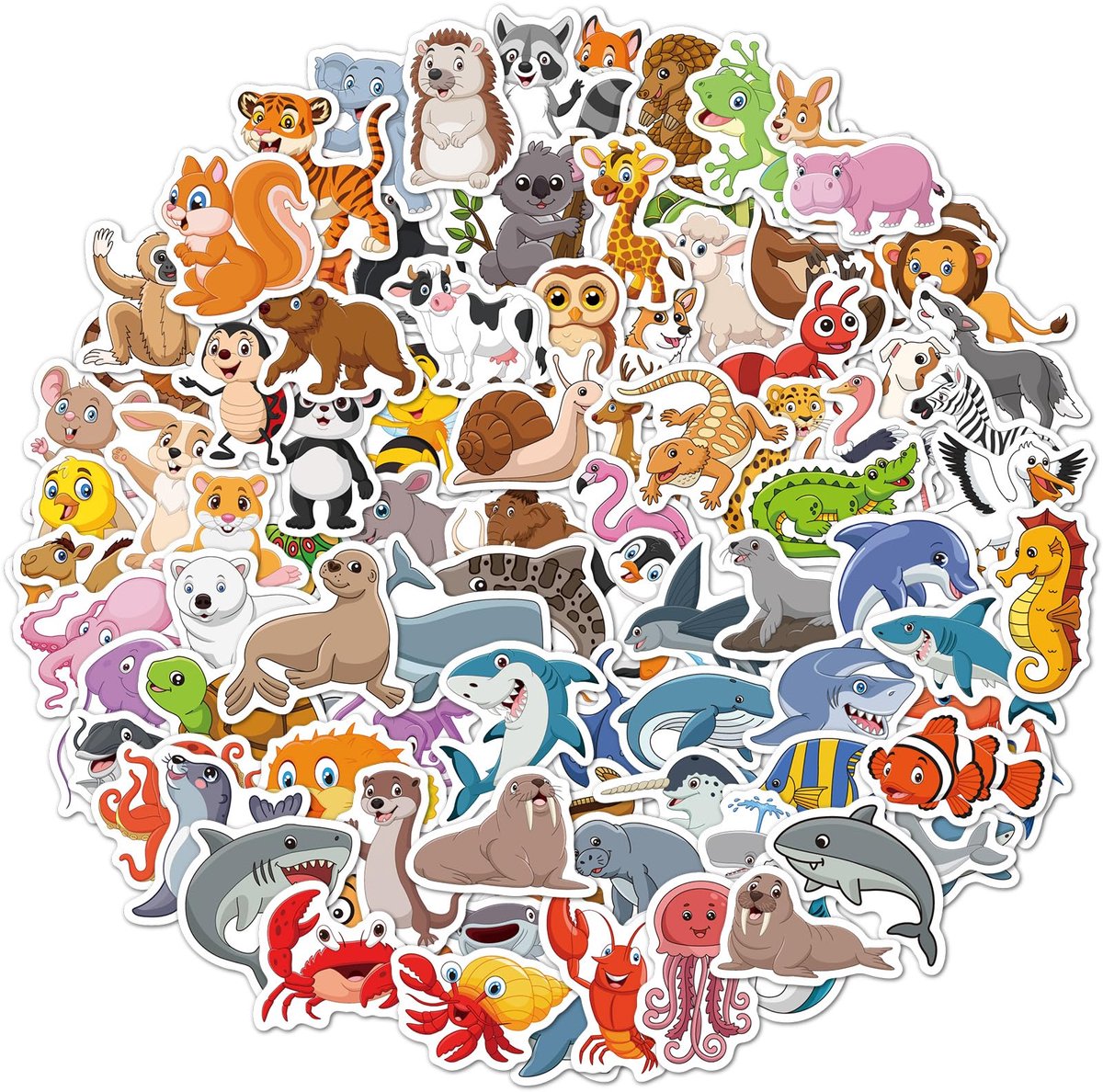 100 vellen stickers, laptopstickers, dierenstickers, waterdichte stickers, graffiti-papier, dagboekpakket, koffer, auto, motorfiets, helm, skateboard, gitaar, enz.