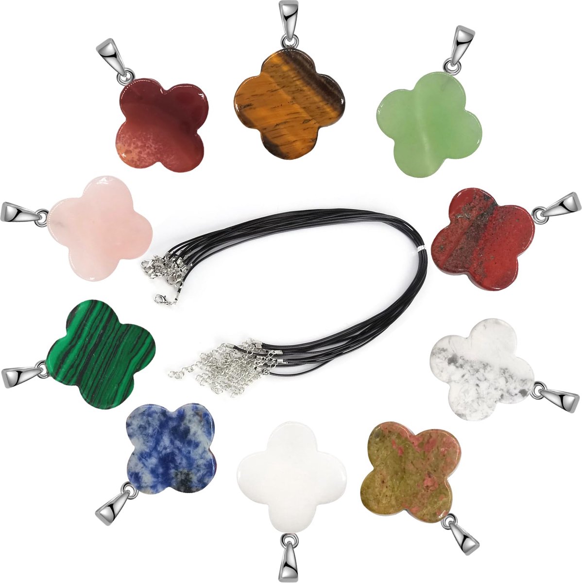 Kristallen kettingen, 10 stuks natuurlijke geassorteerde kleur helende kristallen ketting bedels voor sieraden maken