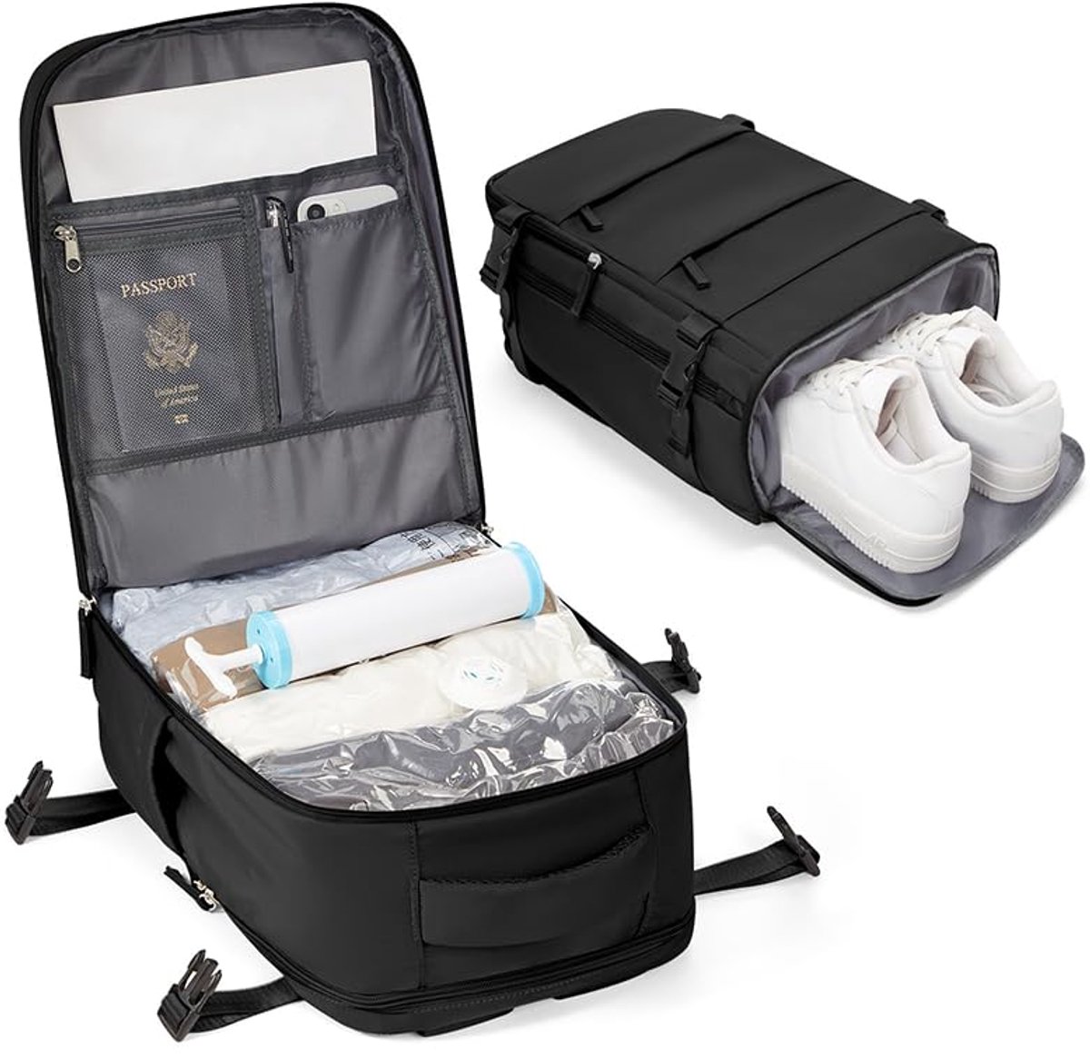Rugzak Ryanair 40x30x20 Vacuüm met Pomp Vliegtuig Reistas Cabine 40x30x20 Waterdichte Handbagage Wizzair Vacuüm Cabinetassen voor Easyjet 45x36x20 Luchtrug Rugzak voor Dames