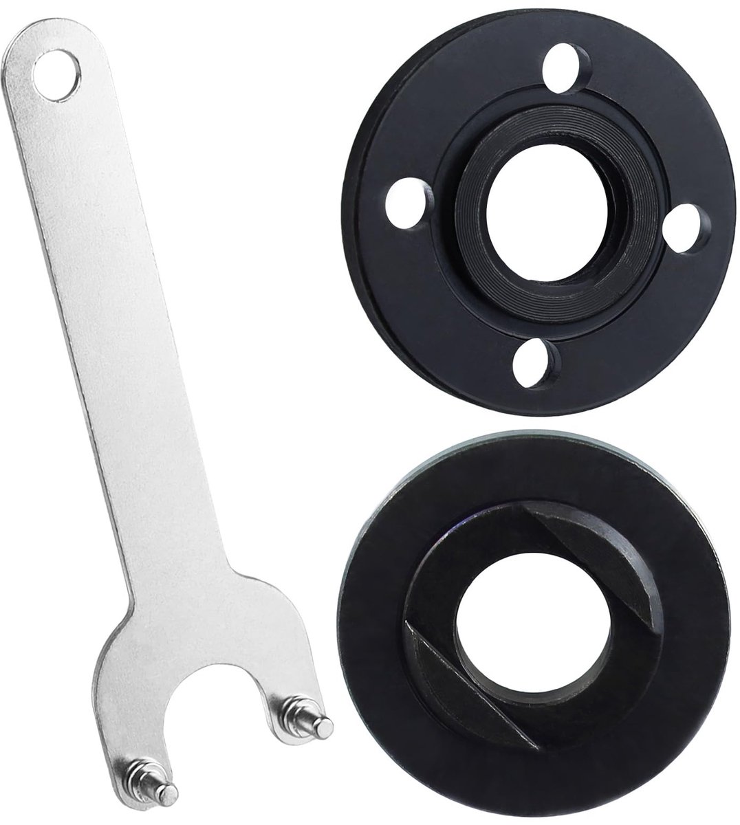 Flensmoer-set 5/8"-11 met pinsleutel – binnen-/buitenflens – voor haakse slijper 4,5"/5"/7" – compatibel met Makita 224399-1/193465-4/224568-4, Bosch, Ryobi, Black & Decker