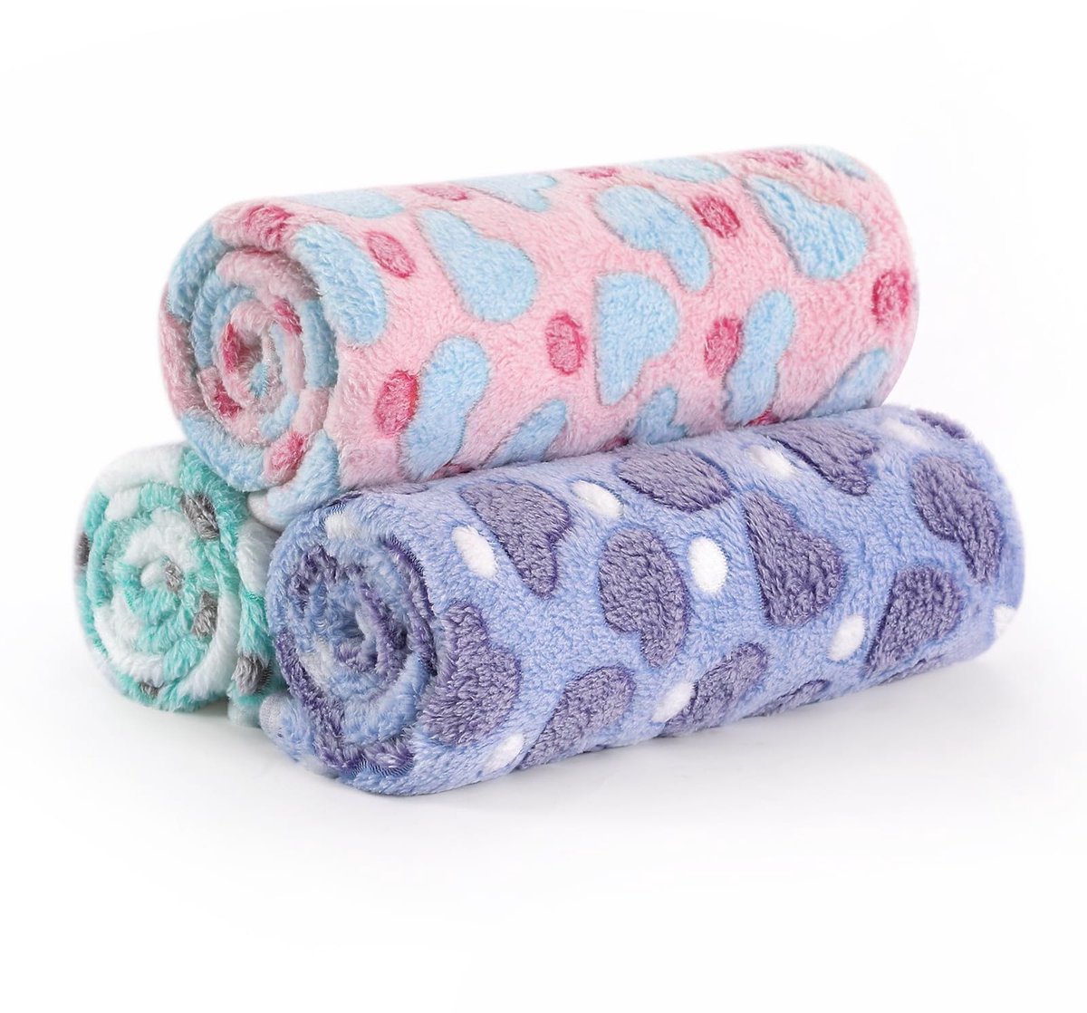 Hondendeken, kattendeken, wollig, wasbaar, voor kleine middelgrote honden en katten, verpakking van 3 stuks, zachte knuffeldeken voor hond en kat, voor lente en zomer, konijnendeken voor bed