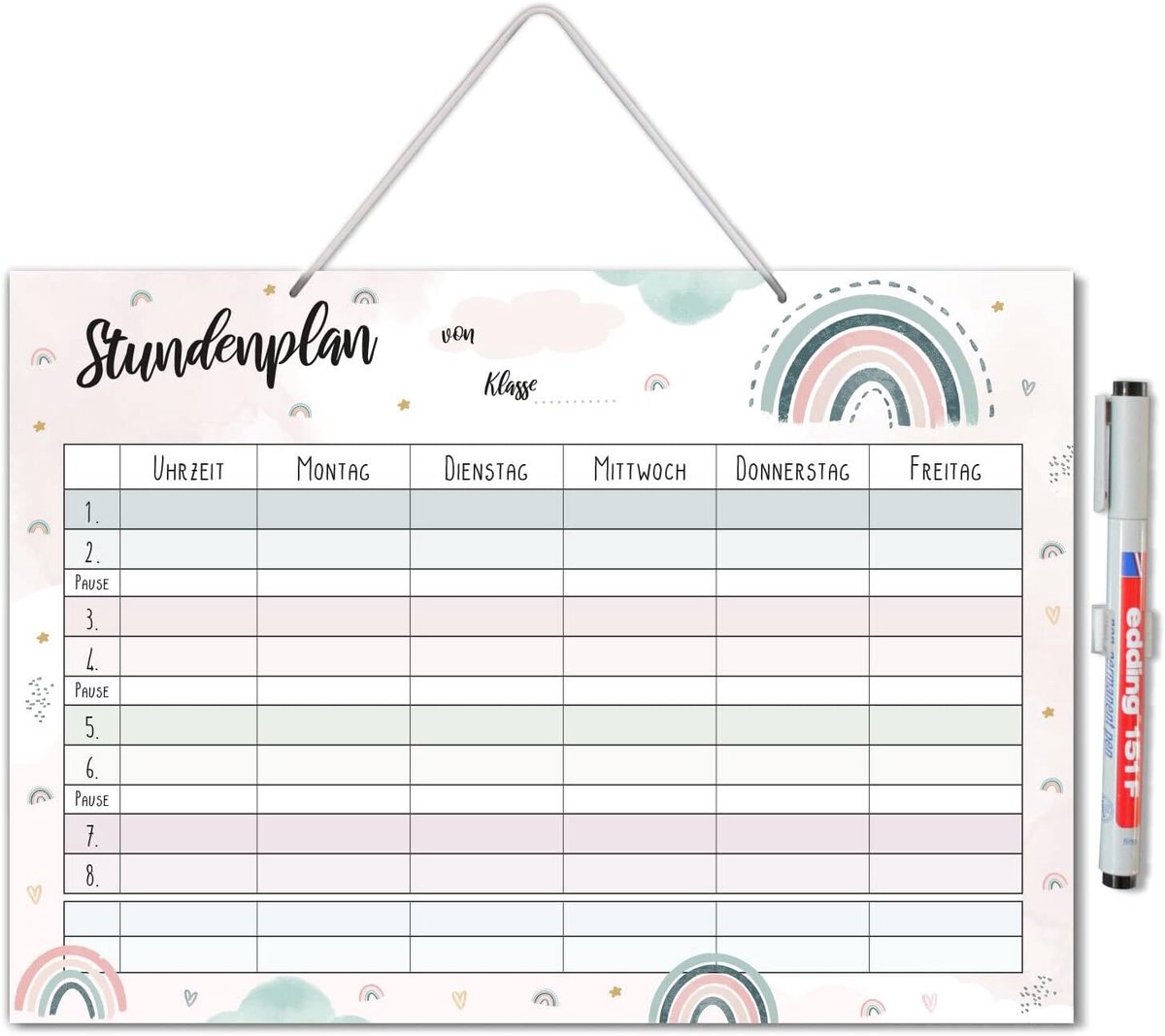 Ophangplanner A4 - trendy regenboog ontwerp - uitwisbare pen - ideaal voor basisscholen - ShopVlot