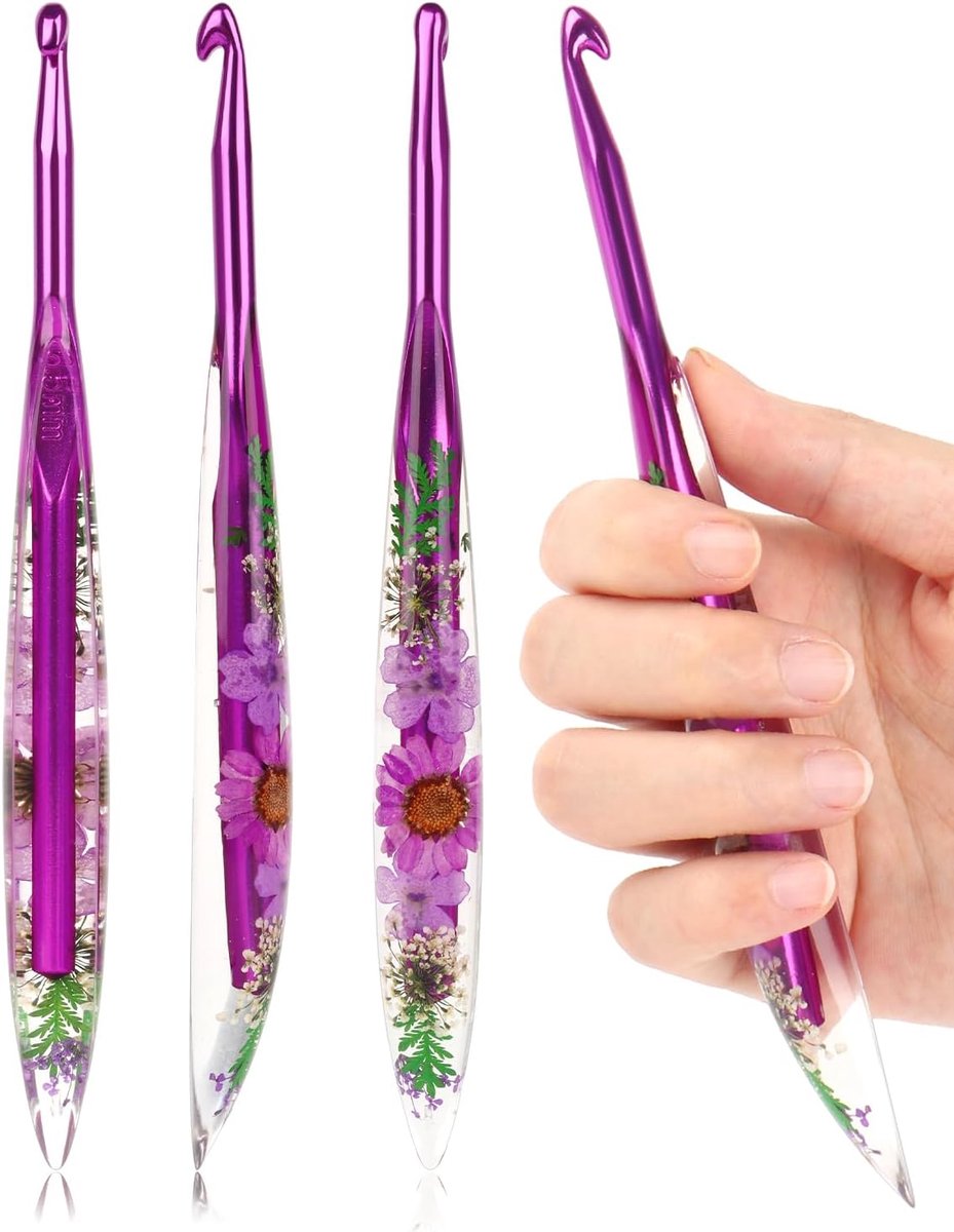 sprankelende bloemenharshaalnaalden, 6,5 mm, ergonomisch ontworpen voor artritische handen, met taps toelopend metaal, perfect voor beginners