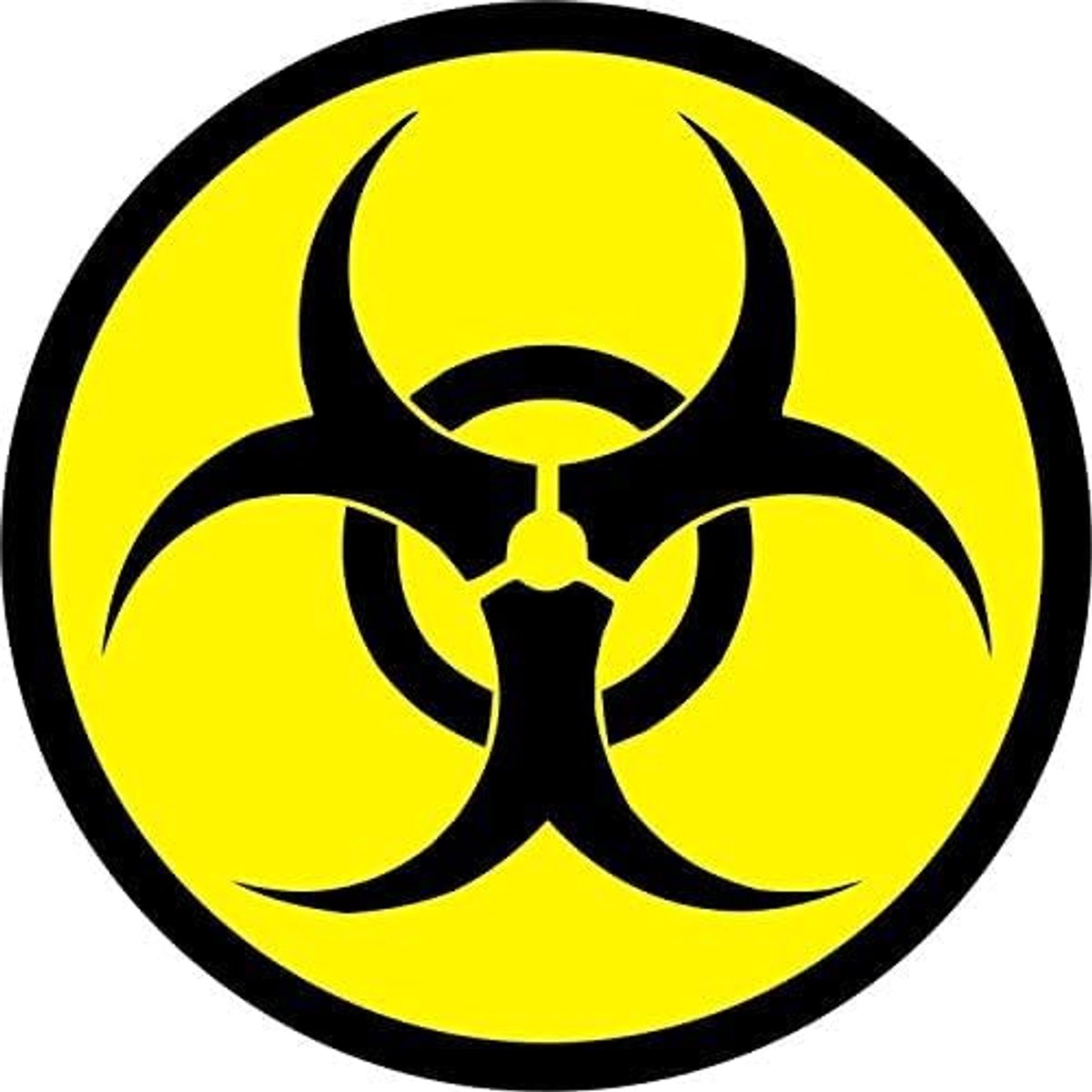 iSecur Sticker Biohazard I rond Ø 10 cm I waarschuwing voor biogevaar I waarschuwingssticker met gevarensymbool I geel zwart I weerbestendig I kfz_028