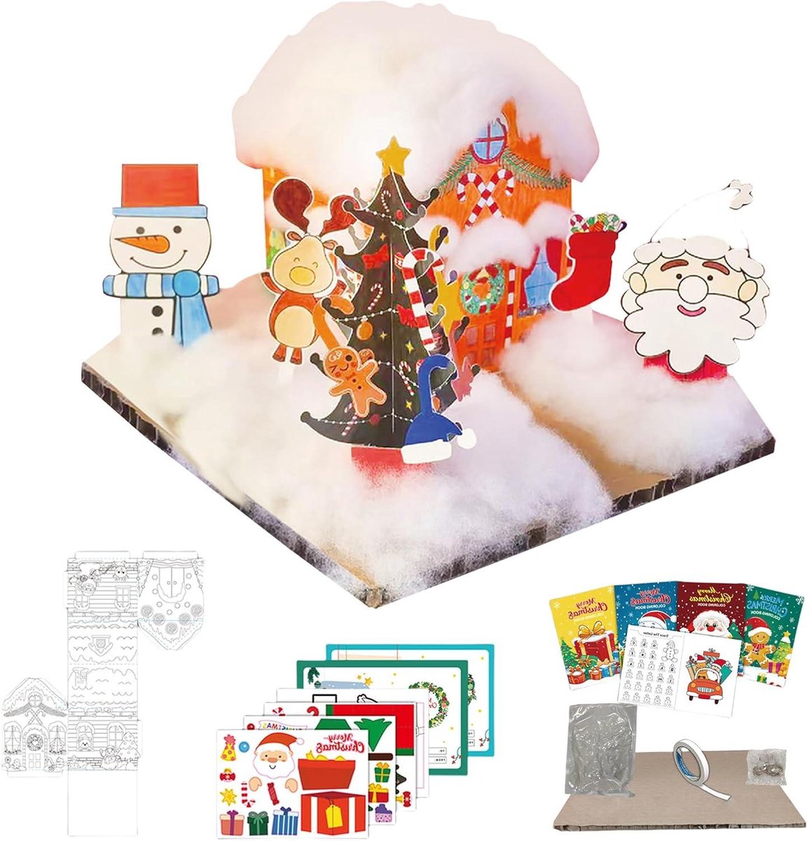 Kerst Knutselpakket - Kerstdecoratie Set - Kerstsfeer Creëren - Handgemaakte Scène - 33 x 27 x 4 cm - Enkel kenmerk