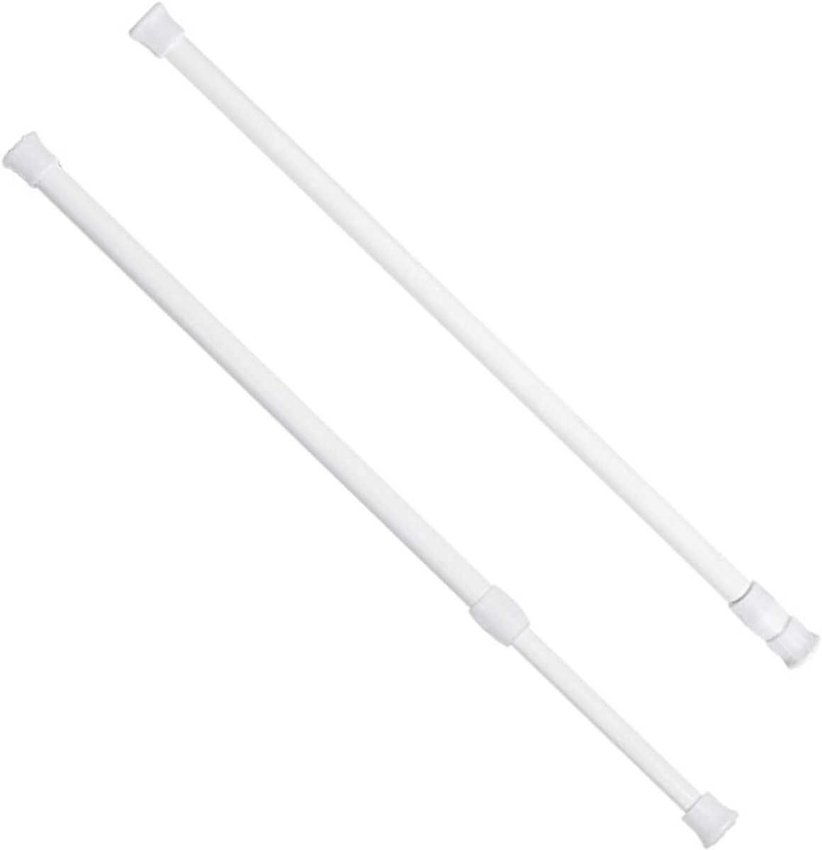 2-Pack 30-50cm Uitschuifbare telescopische gordijnstangen, geen boren, veerspanningsstangen - Verstelbare douchegordijnstang voor badkamer, keuken, kast - Installatie zonder gereedschap
