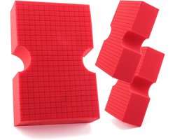 SPTA 3 Pack Grote Rode Spons, Krasvrije Auto Reinigingsspons, Duurzame Cross Cut Grid Spons voor Auto Multi Use Reiniging Wasoppervlakken