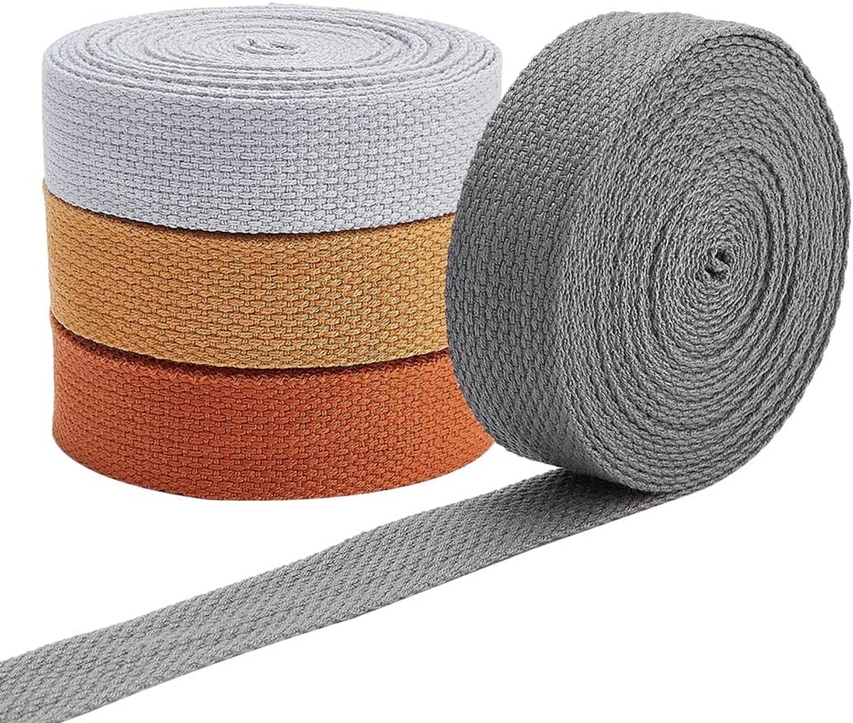 PandaHall 20 Yards 4 Kleuren Naaiband, 25mm Dikke Katoenen Band, Hoge Dichtheid Naaiband, Naaitoebehoren voor Kleding, Handwerk, Tasbanden, Outdoor Benodigdheden