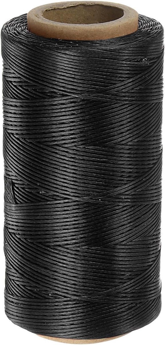 Naaigaren voor stoffering 284 yards 260 m gewaxt polyester-naaigaren slijtvast, rekt weinig stretch borduurgaren, katoenen garen voor quilten leer, zwart