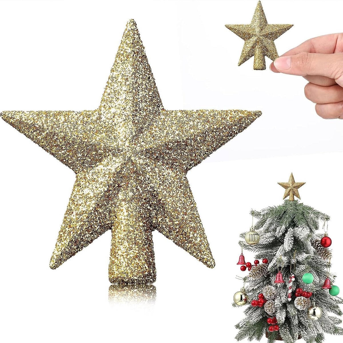 ster, mini-boompiek ster, kerstboom ster, kerstboompiek ster, 6 cm, kleine kerstboompiek voor kerstboomdecoratie