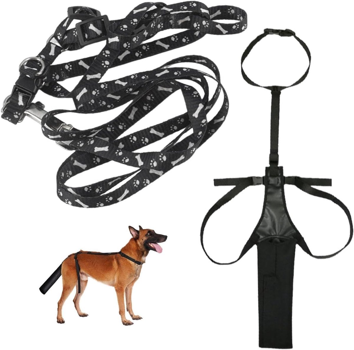SnelShoppen - Hondenstaartbescherming en Verstelbare Zwarte Riem - 1 Stuks Huisdierbeschermingsuitrusting voor Honden - Ideaal voor Buiten, Thuis en A