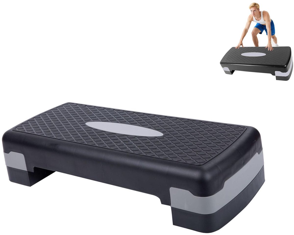 SnelShoppen - Verstelbare stepper voor thuis, 10-15 cm hoog, aerobic stepper met weerstandsbanden, antislip fitnessapparatuur, 68 cm breed, ideaal voo