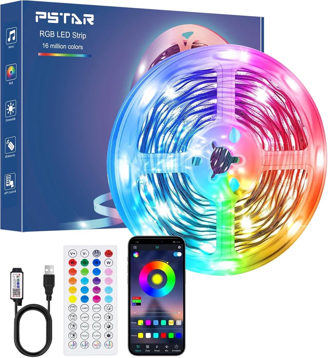 RGB LED Strip 7 meter met app- en afstandsbediening - Kleurveranderende verlichting voor feest en interieur