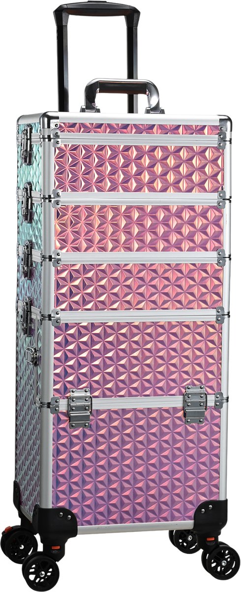 5-in-1 Luxe Make-up Trolley - Extra Grote Cosmetica Koffer op Wielen voor Reizen en Nagels