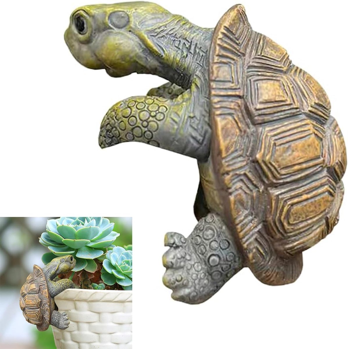 Schildpaddecoratie van kunsthars, tuindecoratie voor buiten, weerbestendig, schildpad, standbeeld, bloempot, hanger, schildpadden, decoratie, figuren, hars, standbeeld, tuindecoratie voor