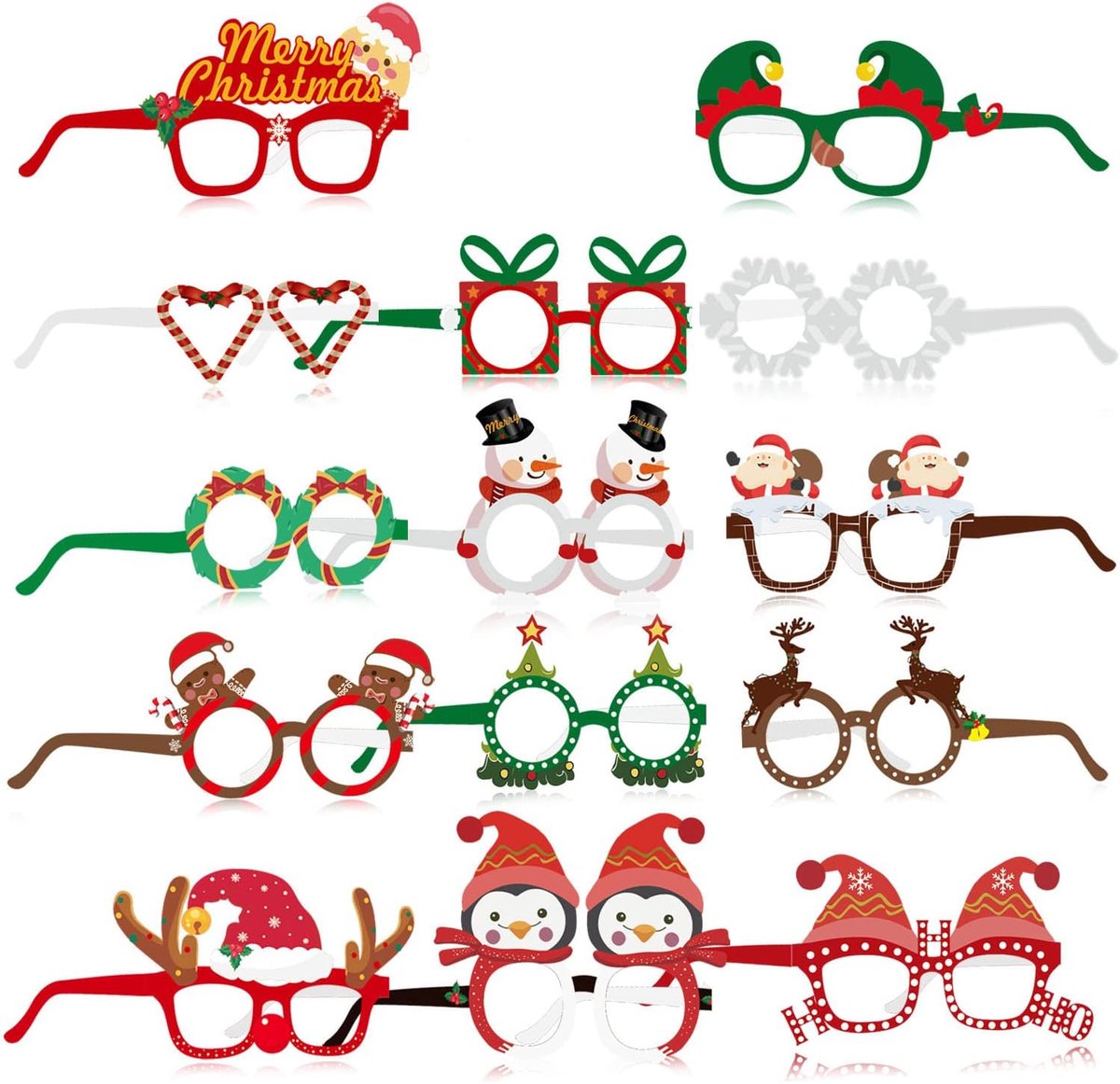 Brillen Fotobooth rekwisieten Tafeldecoratie Kerstkostuum Feestbrillen voor kinderen en volwassenen Kerstfeestgunsten Cadeau